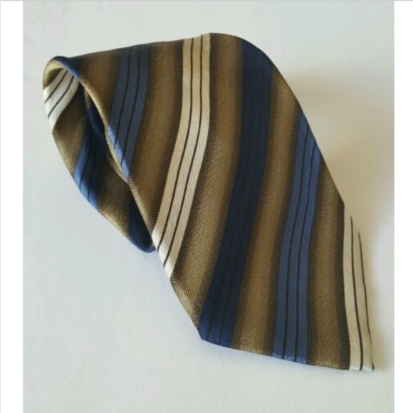 Giorgio Brutini Necktie Brown Blue" 4" Wide Striped men's tie - Picture 4 of 6